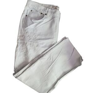 LAUREN JEANS white embroidered denim 14